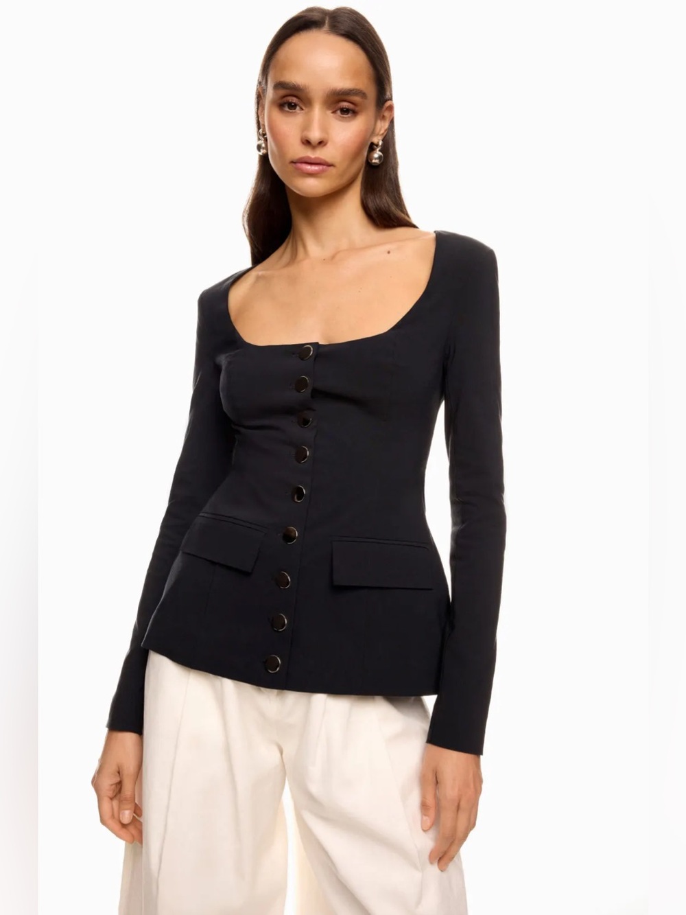 *Flawed RTR WeWoreWhat Boat Neck Peplum Blazer (0494)